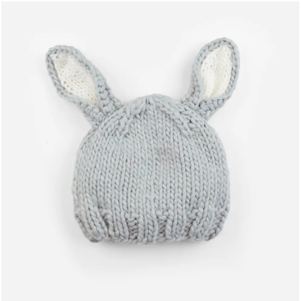 Bailey Bunny Grey White |‎ Hand Knit Baby Hat